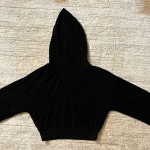 Guess Women's Black Hooded  Cropped Sweater y2k